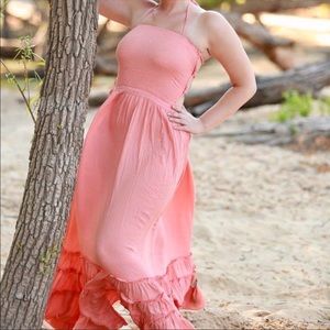 Coral backless dress like new